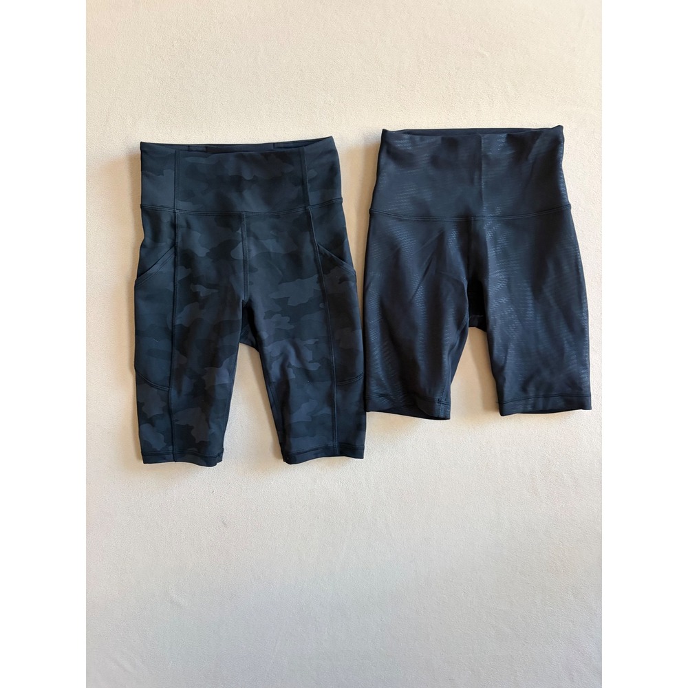 Lululemon Biker Shorts Bundle Size 2 Fast and Free Camo & Textured Black 2 pack